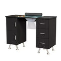 Karlhome 42.5 in. White MDF and Glass 3-Drawer Manicure Table Nail Desk with Cabinet, Electric Dust Collector