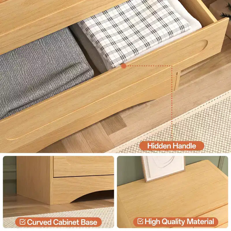 SOLACE FURNITURE 44 Tall 6 Dressers Drawers & Chest of Drawers with Pre-installed Slides