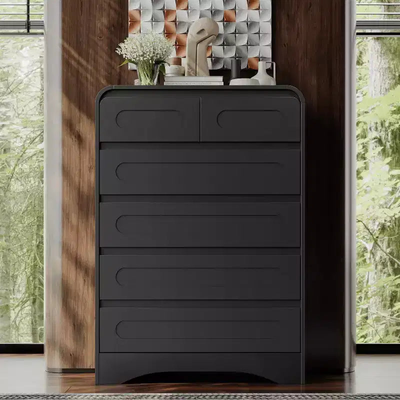 SOLACE FURNITURE 44 Tall 6 Dressers Drawers & Chest of Drawers with Pre-installed Slides