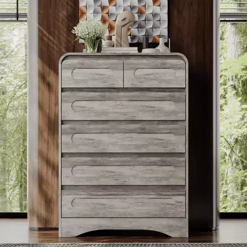 SOLACE FURNITURE 44 Tall 6 Dressers Drawers & Chest of Drawers with Pre-installed Slides