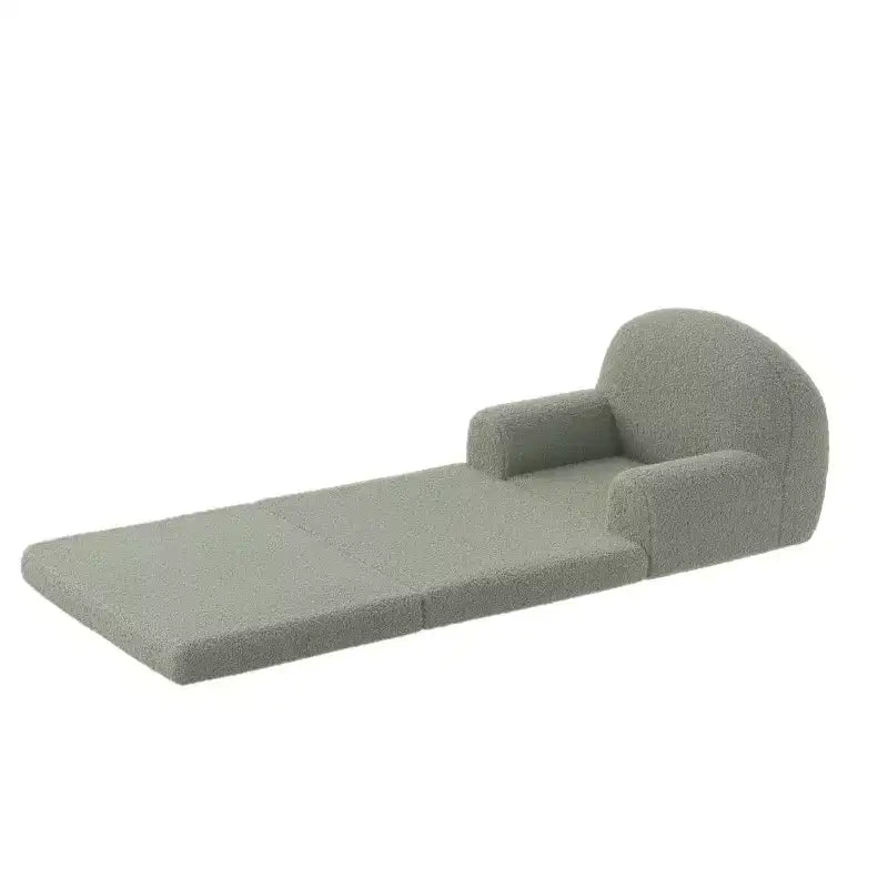 Kids Couch, 2-in-1 Convertible Teddy Fleece Fabric Toddler Sofa Chair, Soft Fold Out Couch Lounge for Kids for Birthday Gift