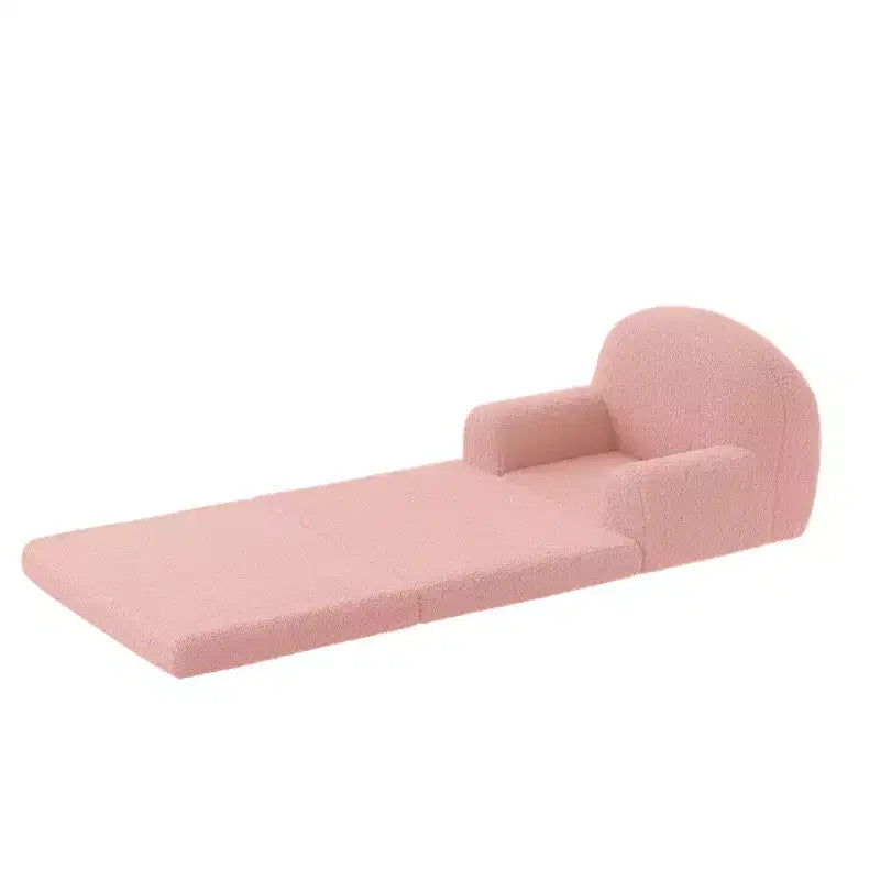 Kids Couch, 2-in-1 Convertible Teddy Fleece Fabric Toddler Sofa Chair, Soft Fold Out Couch Lounge for Kids for Birthday Gift