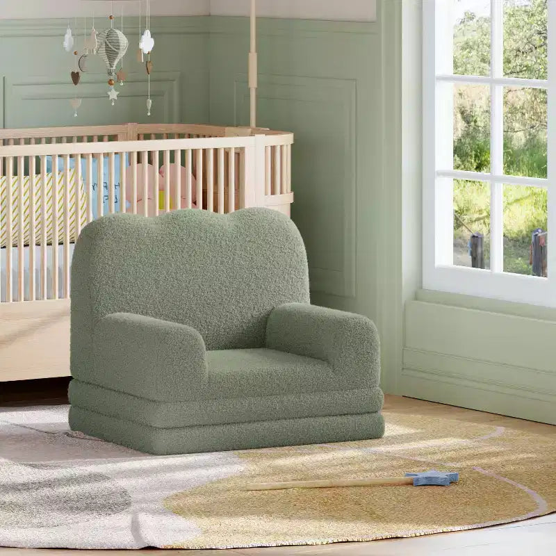 Kids Couch, 2-in-1 Convertible Teddy Fleece Fabric Toddler Sofa Chair, Soft Fold Out Couch Lounge for Kids for Birthday Gift