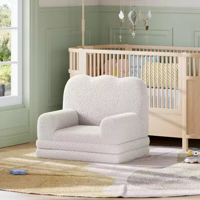 Kids Couch, 2-in-1 Convertible Teddy Fleece Fabric Toddler Sofa Chair, Soft Fold Out Couch Lounge for Kids for Birthday Gift