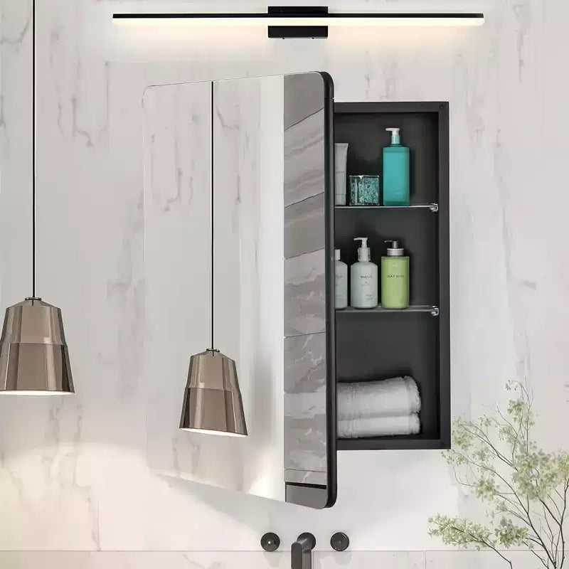 VEVOR Medicine Cabinet, 24 x 30 inch, Medicine Cabinet for Bathroom with Mirror, Aluminum Frame Bathroom Wall Cabinet, Black