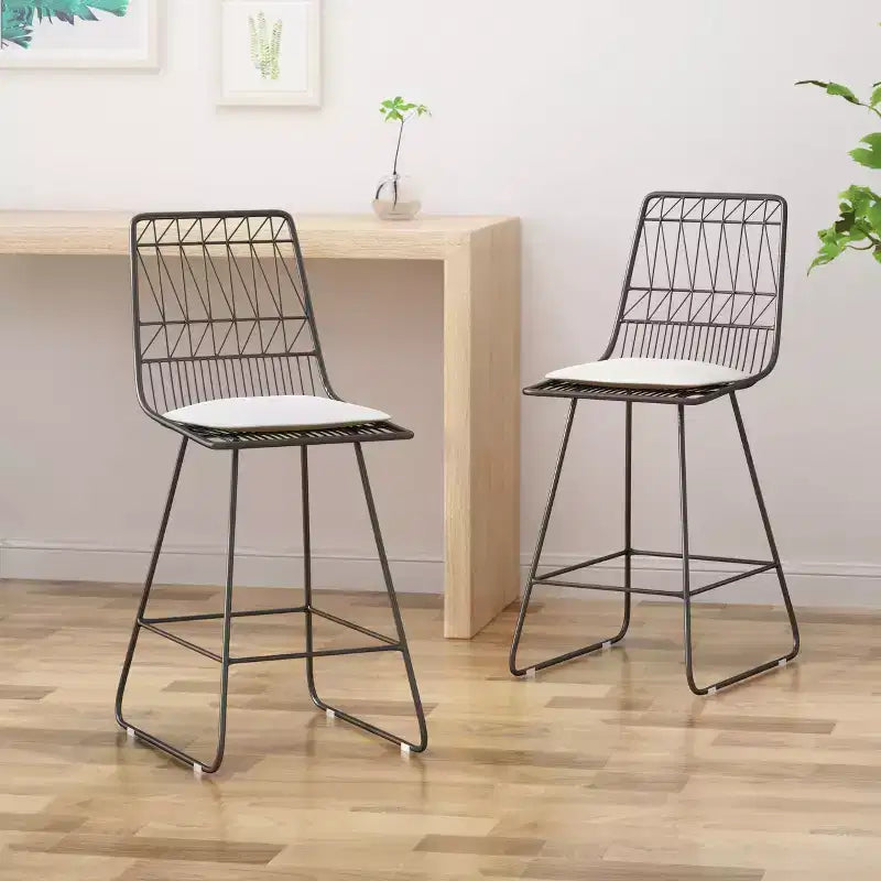 GDFStudio Hawkes Modern Iron 26.50 Inch Counter Stools with Cushions (Set of 2)