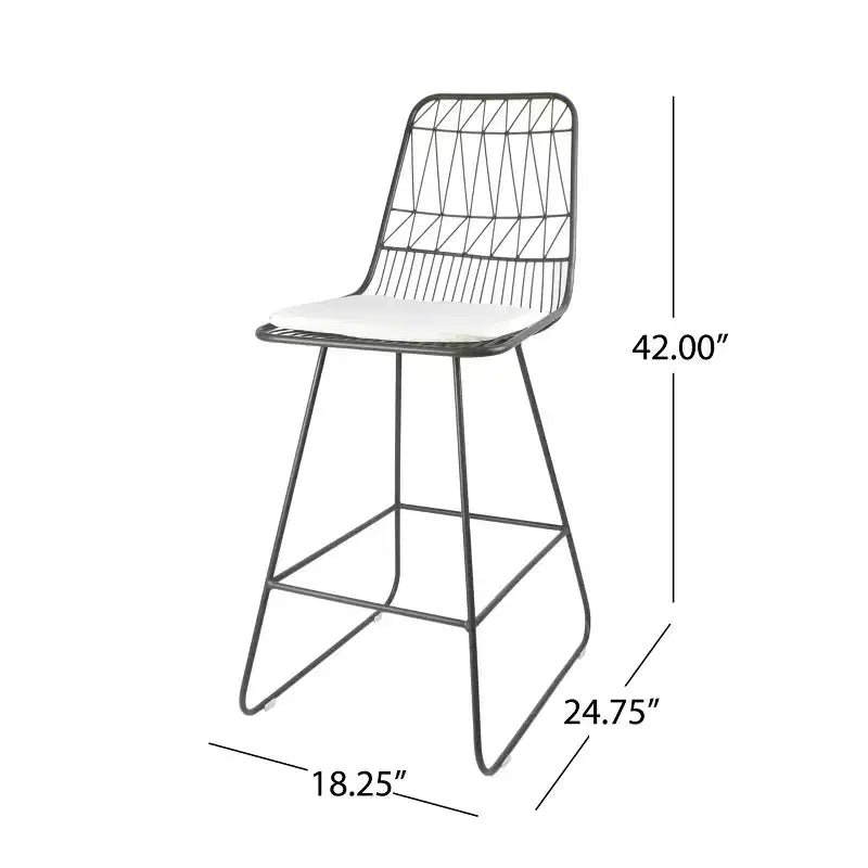 GDFStudio Hawkes Modern Iron 26.50 Inch Counter Stools with Cushions (Set of 2)