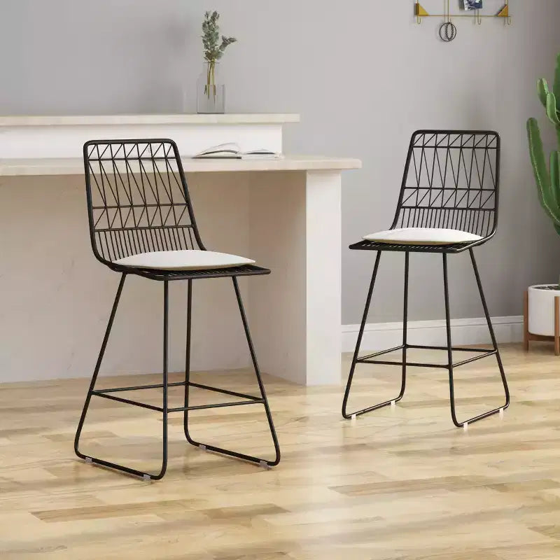 GDFStudio Hawkes Modern Iron 26.50 Inch Counter Stools with Cushions (Set of 2)
