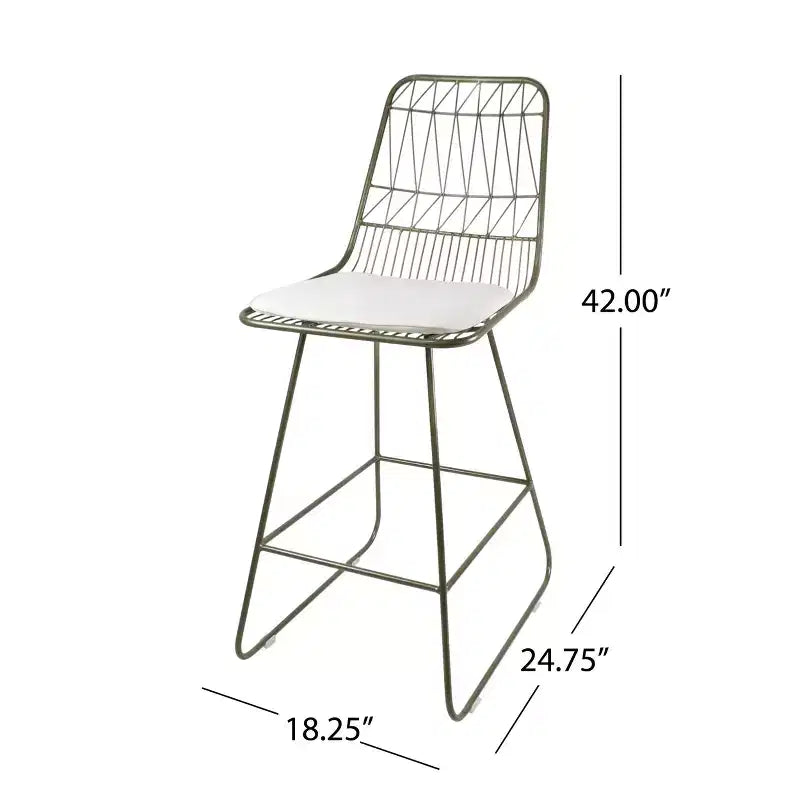 GDFStudio Hawkes Modern Iron 26.50 Inch Counter Stools with Cushions (Set of 2)
