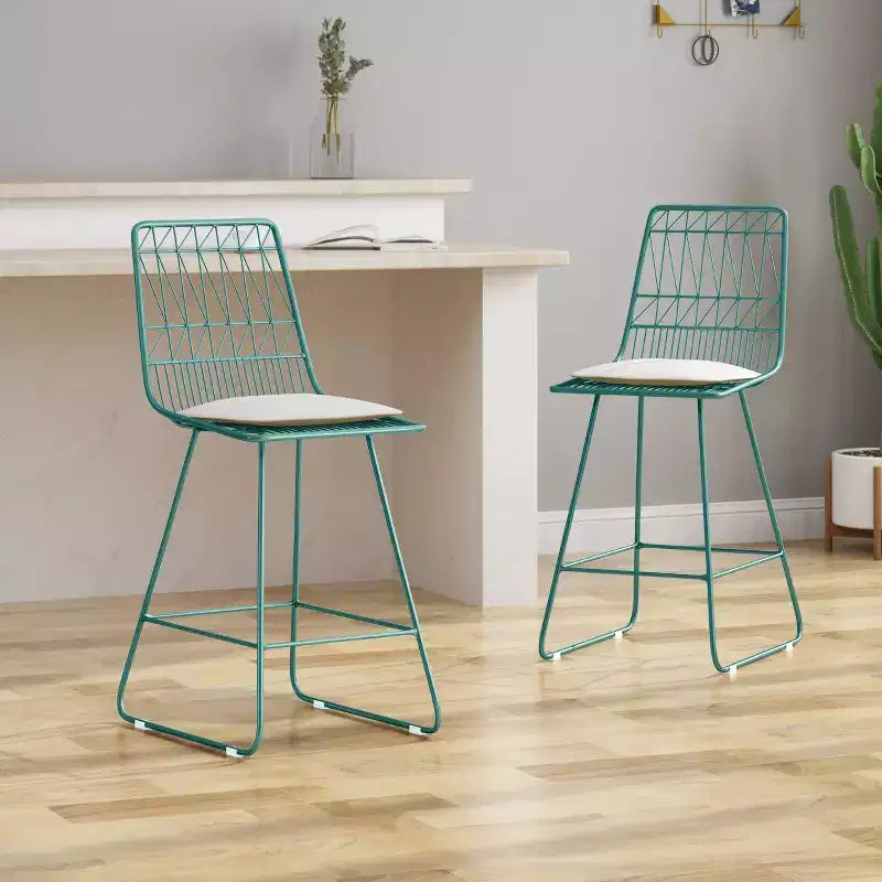 GDFStudio Hawkes Modern Iron 26.50 Inch Counter Stools with Cushions (Set of 2)