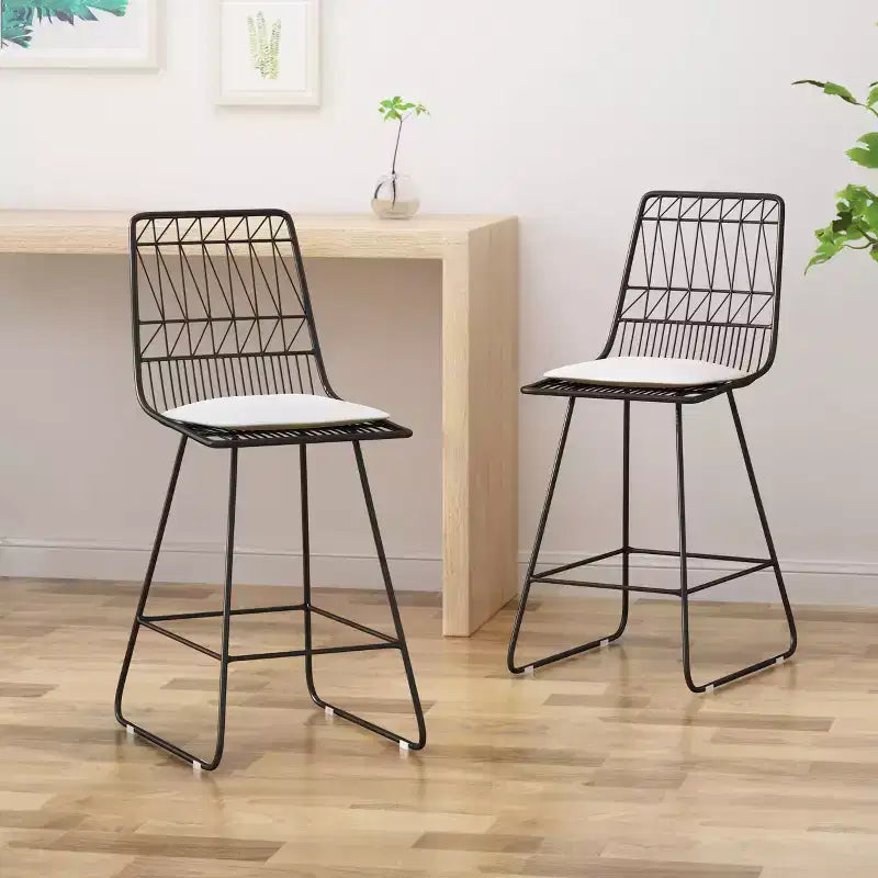 GDFStudio Hawkes Modern Iron 26.50 Inch Counter Stools with Cushions (Set of 2)