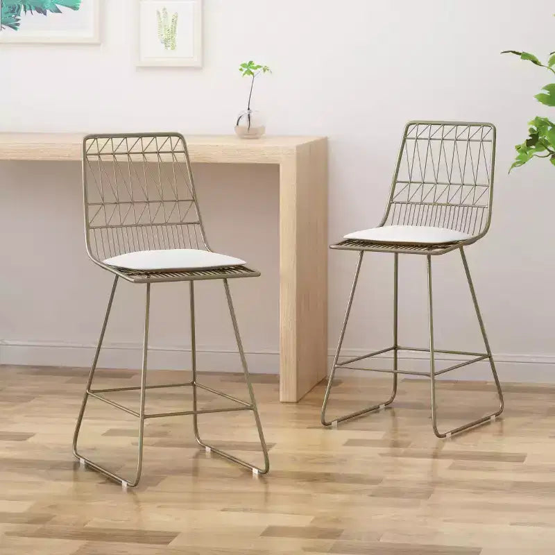 GDFStudio Hawkes Modern Iron 26.50 Inch Counter Stools with Cushions (Set of 2)