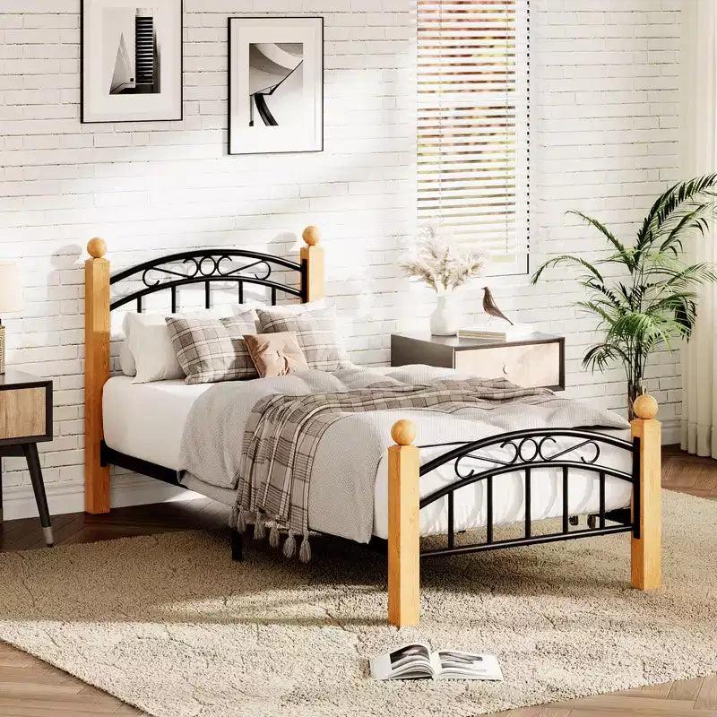 Bed Frame with Headboard and Footboard,Classic Metal Platform Bed Frame Mattress Foundation with Under Storage,Steel Slats, No Box Spring Needed