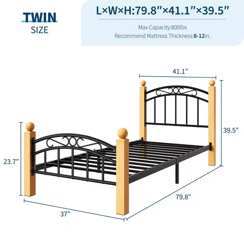 Bed Frame with Headboard and Footboard,Classic Metal Platform Bed Frame Mattress Foundation with Under Storage,Steel Slats, No Box Spring Needed