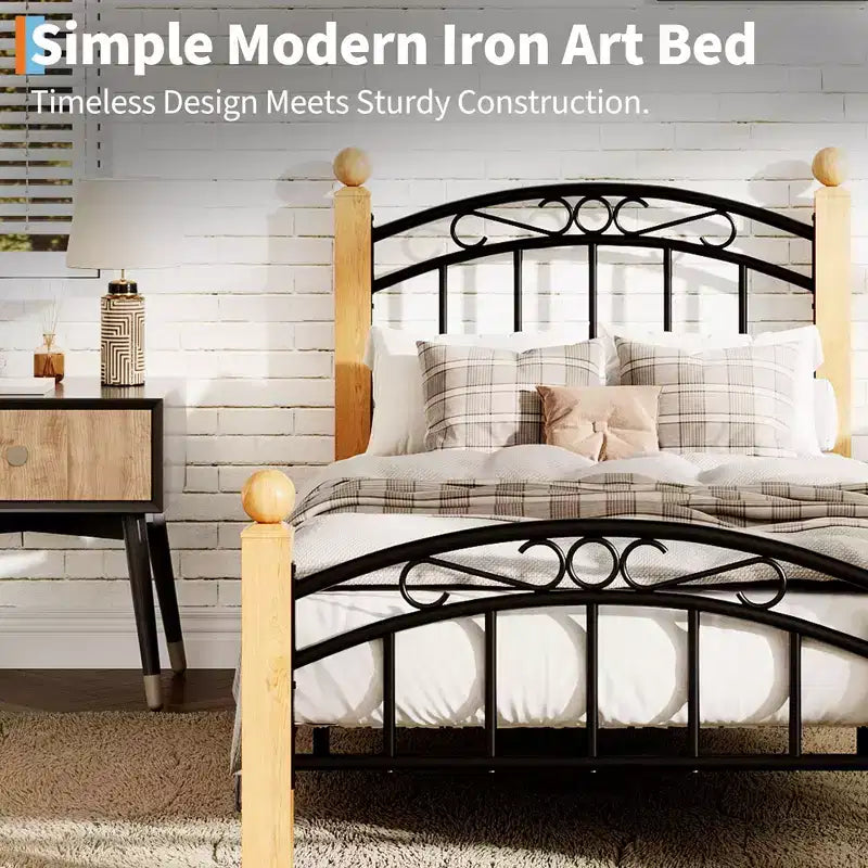 Bed Frame with Headboard and Footboard,Classic Metal Platform Bed Frame Mattress Foundation with Under Storage,Steel Slats, No Box Spring Needed