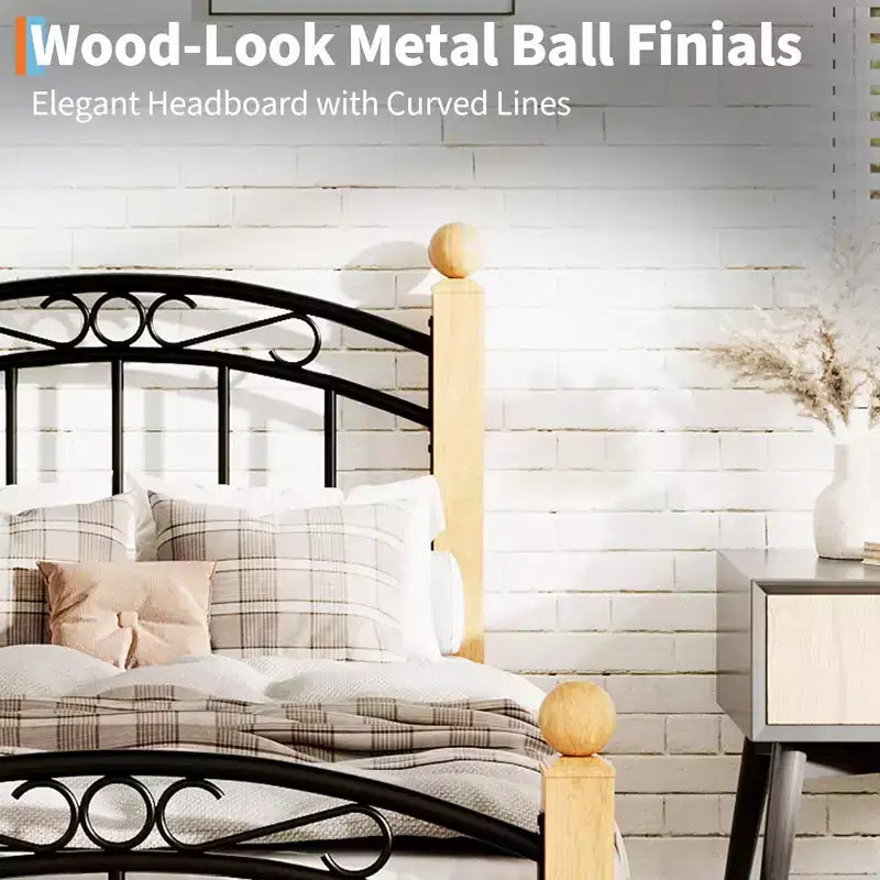 Bed Frame with Headboard and Footboard,Classic Metal Platform Bed Frame Mattress Foundation with Under Storage,Steel Slats, No Box Spring Needed