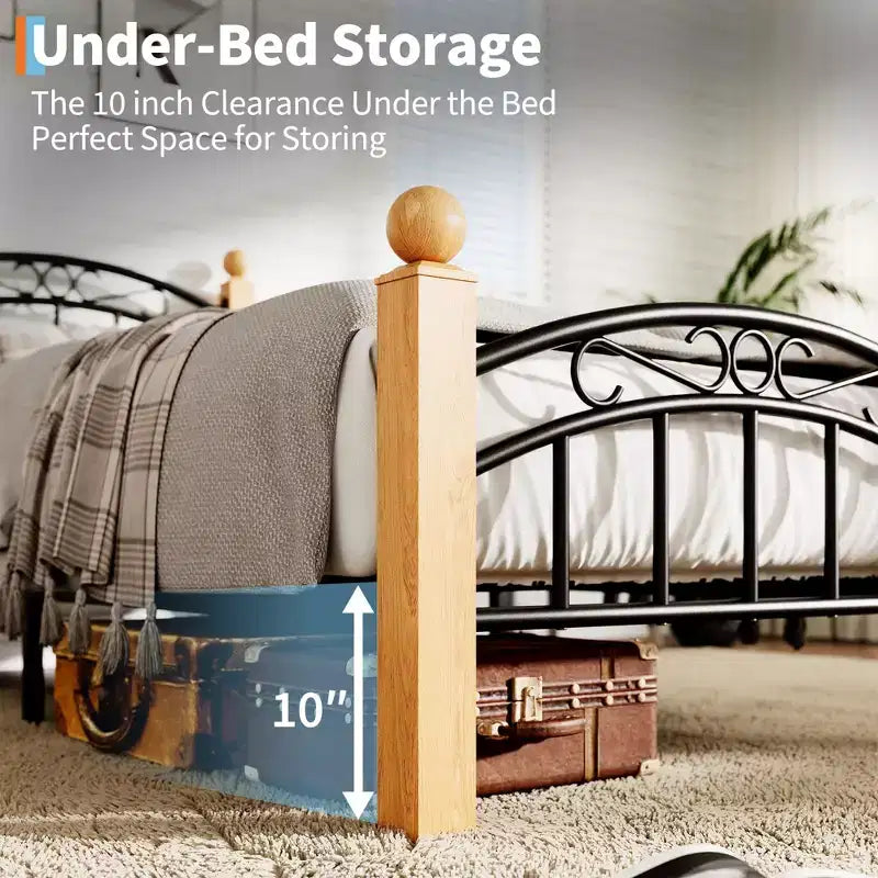 Bed Frame with Headboard and Footboard,Classic Metal Platform Bed Frame Mattress Foundation with Under Storage,Steel Slats, No Box Spring Needed