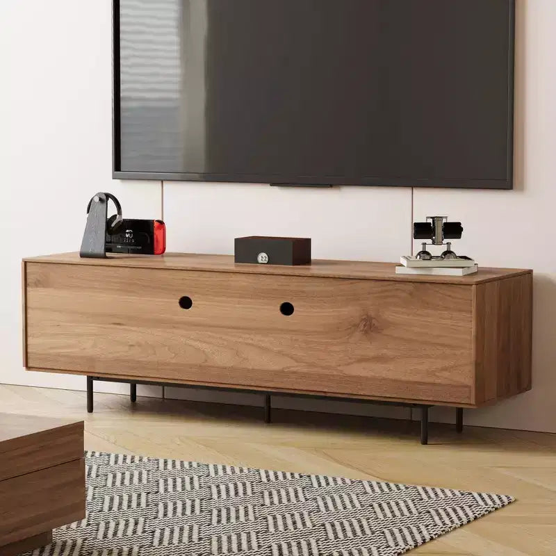 Gaoyangjiaju 70.87 Mid-Century Modern Walnut TV Stand for TVs up to 80 - Media Console with Slatted Storage Doors