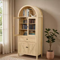 Tall Arched Pantry Storage Cabinet, Sideboard Buffet Cabinet Bookshelf Display Cabinet with Adjustable Shelves - ModernLuxe