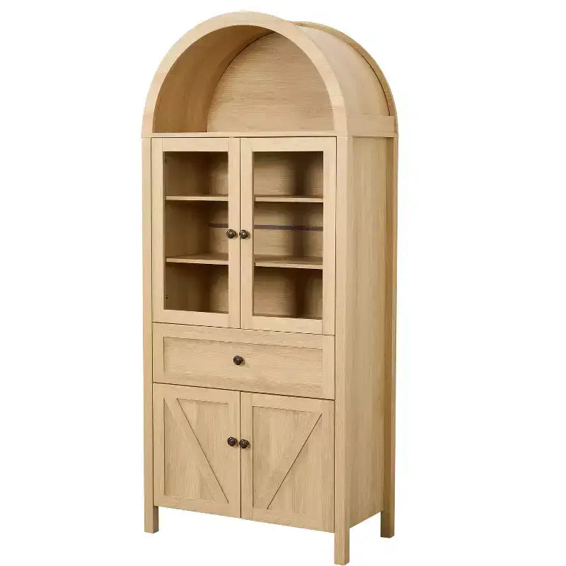 Tall Arched Pantry Storage Cabinet, Sideboard Buffet Cabinet Bookshelf Display Cabinet with Adjustable Shelves - ModernLuxe