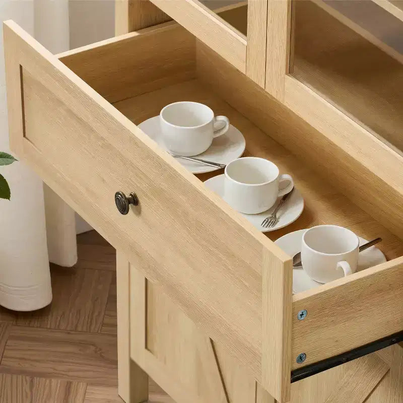Tall Arched Pantry Storage Cabinet, Sideboard Buffet Cabinet Bookshelf Display Cabinet with Adjustable Shelves - ModernLuxe