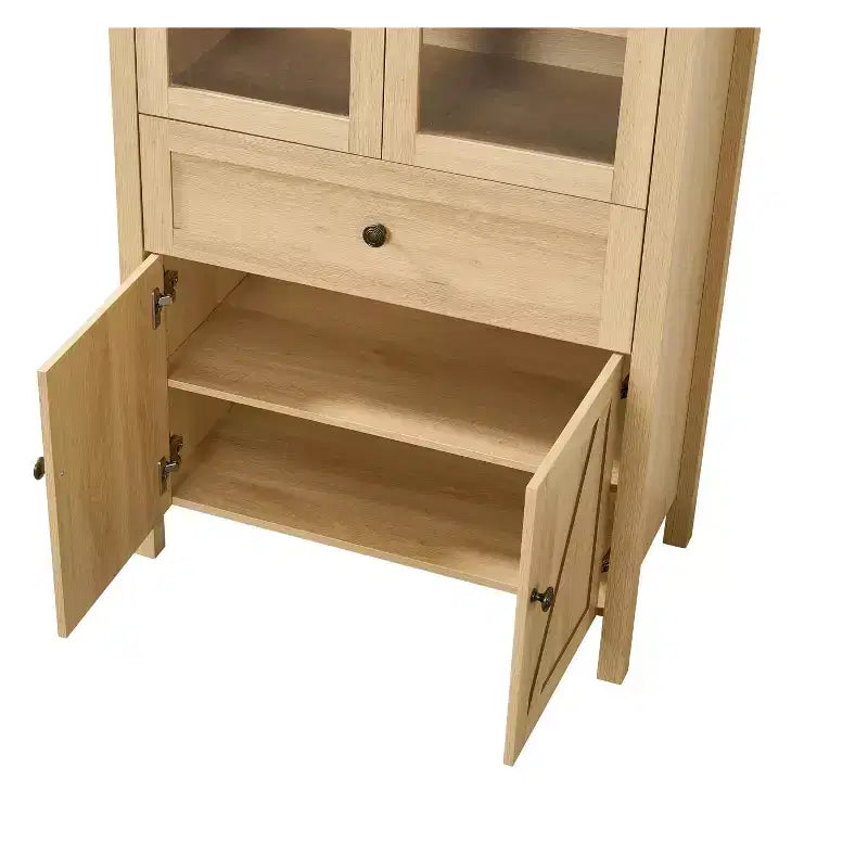 Tall Arched Pantry Storage Cabinet, Sideboard Buffet Cabinet Bookshelf Display Cabinet with Adjustable Shelves - ModernLuxe