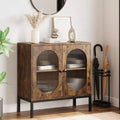 TROPOW Rattan Storage Cabinet, 2-Tier Shelf Sideboard, Kitchen Sideboard Accent Cabinet