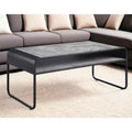 HomeRoots 42 Gray and Black Concrete And Metal Sled Coffee Table With Shelf