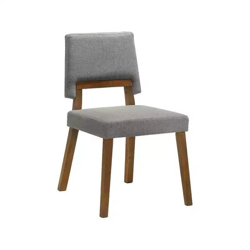 Armen Living,Channell Wood Dining Chair in Walnut Finish with Charcoal Fabric - Set of 2