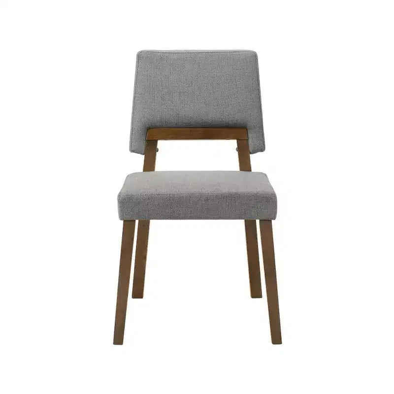 Armen Living,Channell Wood Dining Chair in Walnut Finish with Charcoal Fabric - Set of 2