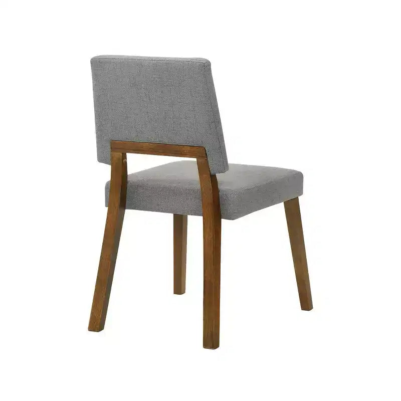 Armen Living,Channell Wood Dining Chair in Walnut Finish with Charcoal Fabric - Set of 2
