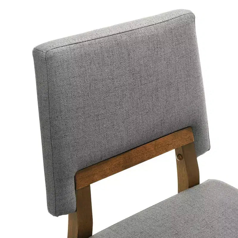 Armen Living,Channell Wood Dining Chair in Walnut Finish with Charcoal Fabric - Set of 2