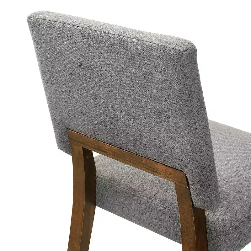 Armen Living,Channell Wood Dining Chair in Walnut Finish with Charcoal Fabric - Set of 2