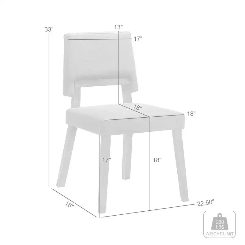 Armen Living,Channell Wood Dining Chair in Walnut Finish with Charcoal Fabric - Set of 2