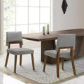 Armen Living,Channell Wood Dining Chair in Walnut Finish with Charcoal Fabric - Set of 2