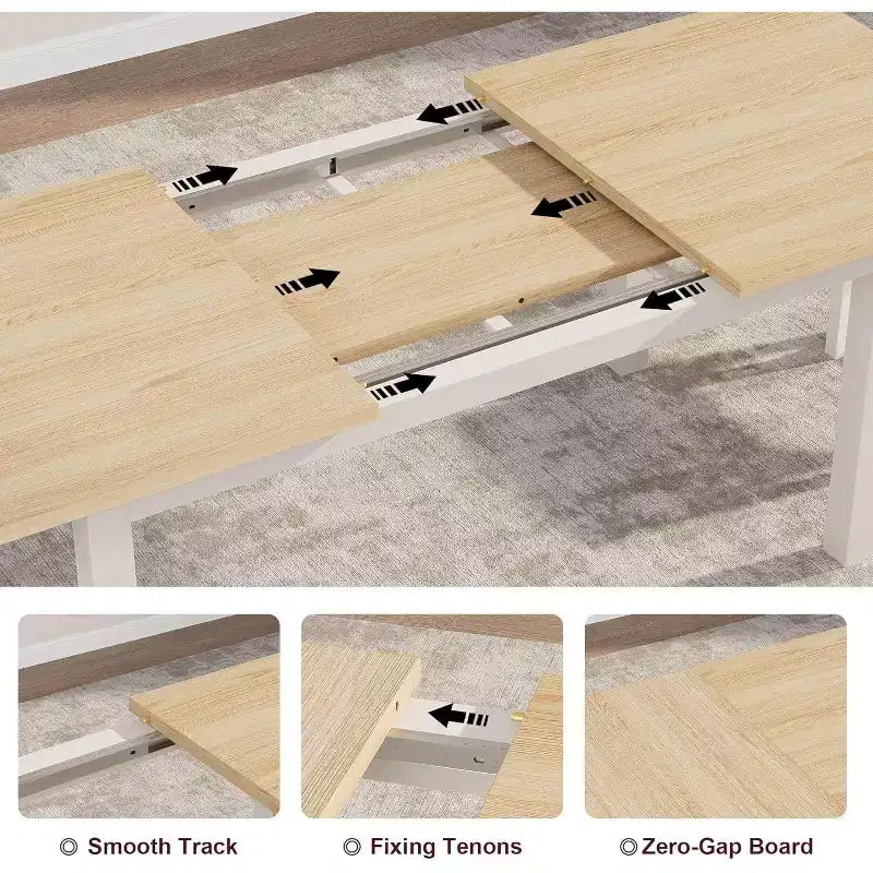 GustoWave 63 Large Extendable Dining Table, for 4-8 People