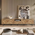 TV Stand for TVs up to 85, Media Console Entertainment Center with Storage, Natural Wood - ModernLuxe