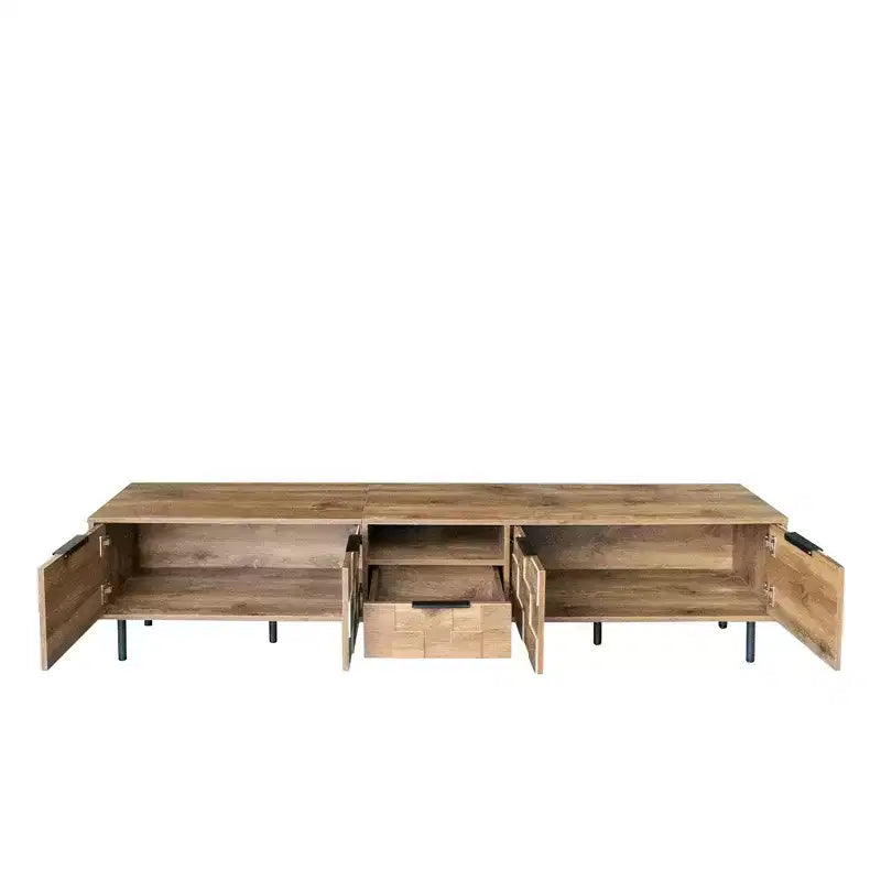 TV Stand for TVs up to 85, Media Console Entertainment Center with Storage, Natural Wood - ModernLuxe