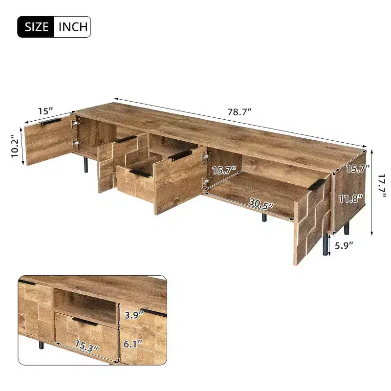 TV Stand for TVs up to 85, Media Console Entertainment Center with Storage, Natural Wood - ModernLuxe