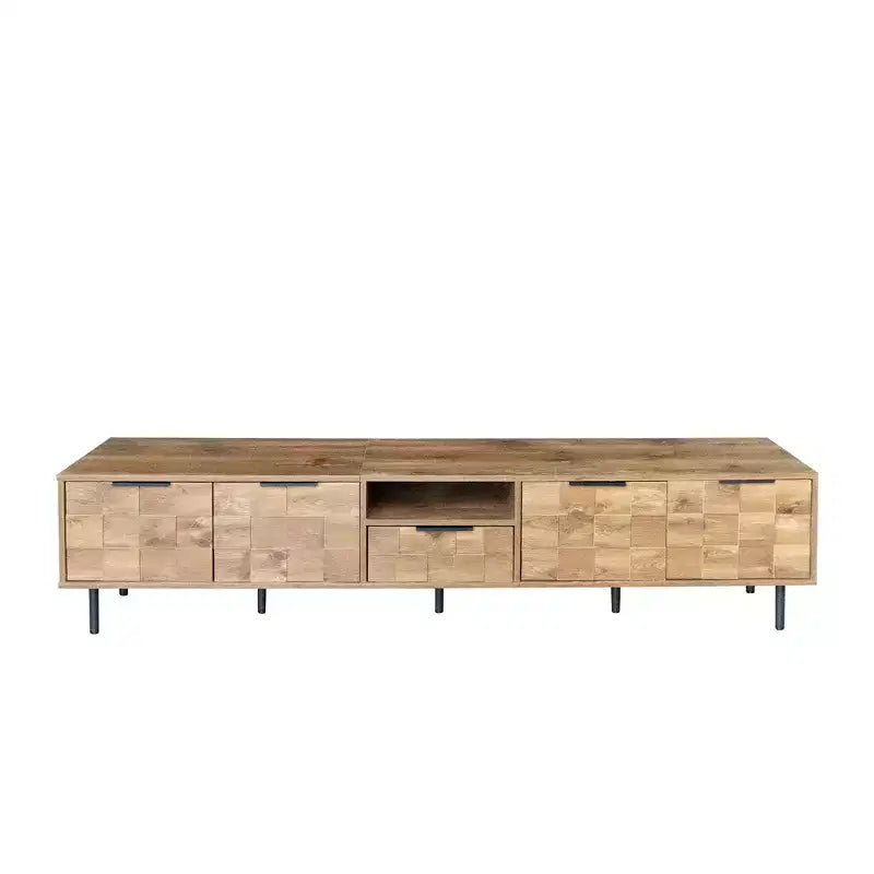TV Stand for TVs up to 85, Media Console Entertainment Center with Storage, Natural Wood - ModernLuxe