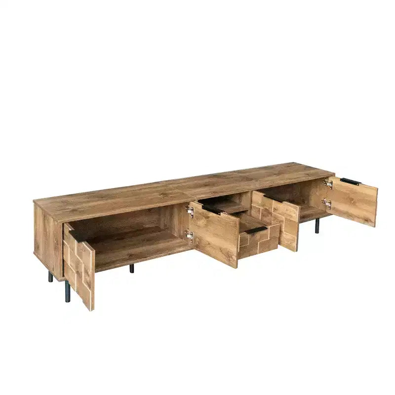 TV Stand for TVs up to 85, Media Console Entertainment Center with Storage, Natural Wood - ModernLuxe