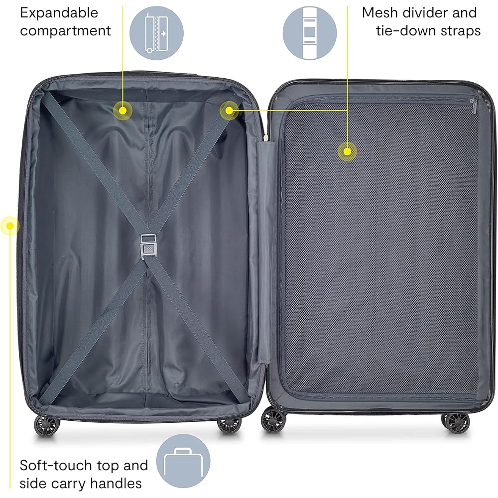 | DELSEY PARIS Helium Aero Hardside Expandable Luggage with Spinner Wheels, Titanium, 3-Piece Set (21/24/28) | Suitcases