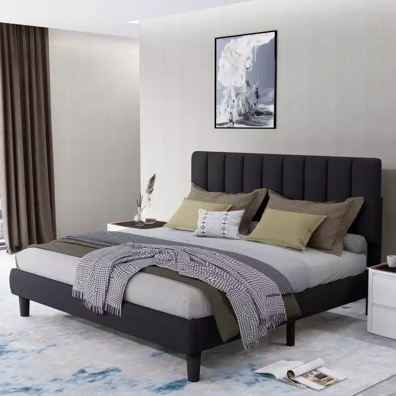 GDFStudio Emeraldon Full Size Velvet Upholstered Platform Bed Frame
