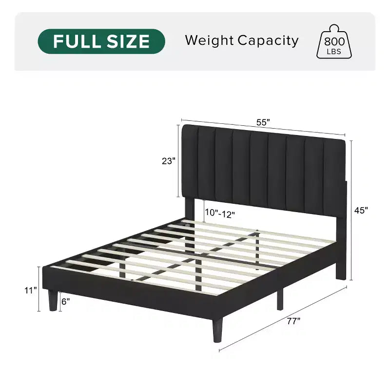 GDFStudio Emeraldon Full Size Velvet Upholstered Platform Bed Frame