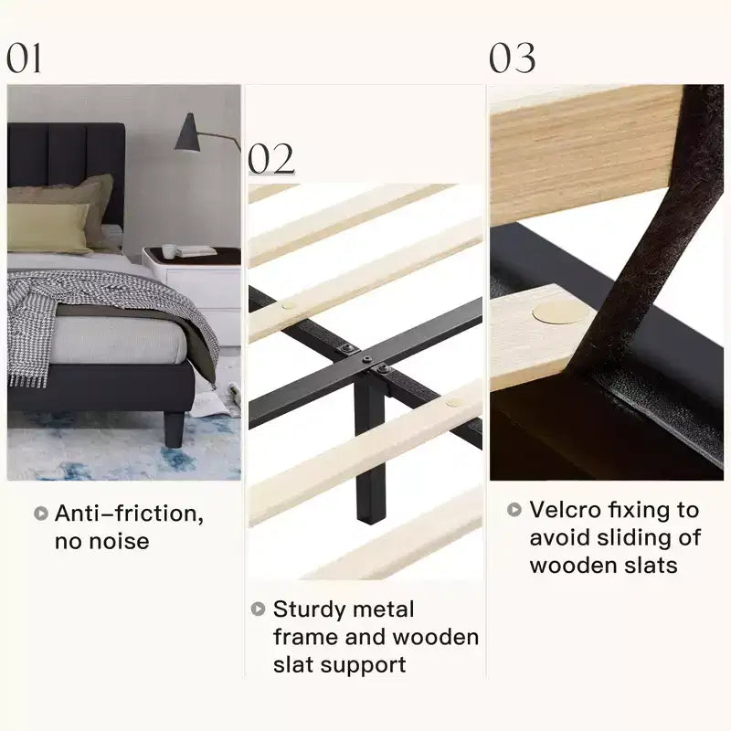 GDFStudio Emeraldon Full Size Velvet Upholstered Platform Bed Frame