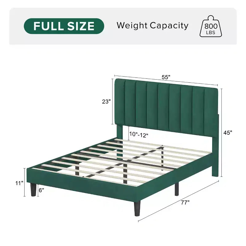 GDFStudio Emeraldon Full Size Velvet Upholstered Platform Bed Frame