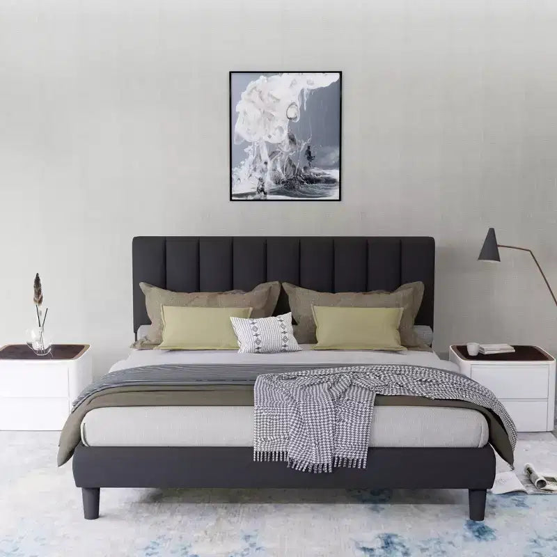 GDFStudio Emeraldon Full Size Velvet Upholstered Platform Bed Frame