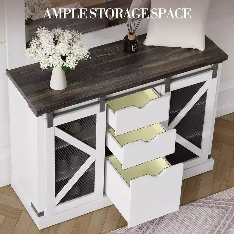 Hall Tree Bench with 7 Hooks, 3 Drawers & Shoe Cubbies Entryway Mudroom Storage Bench