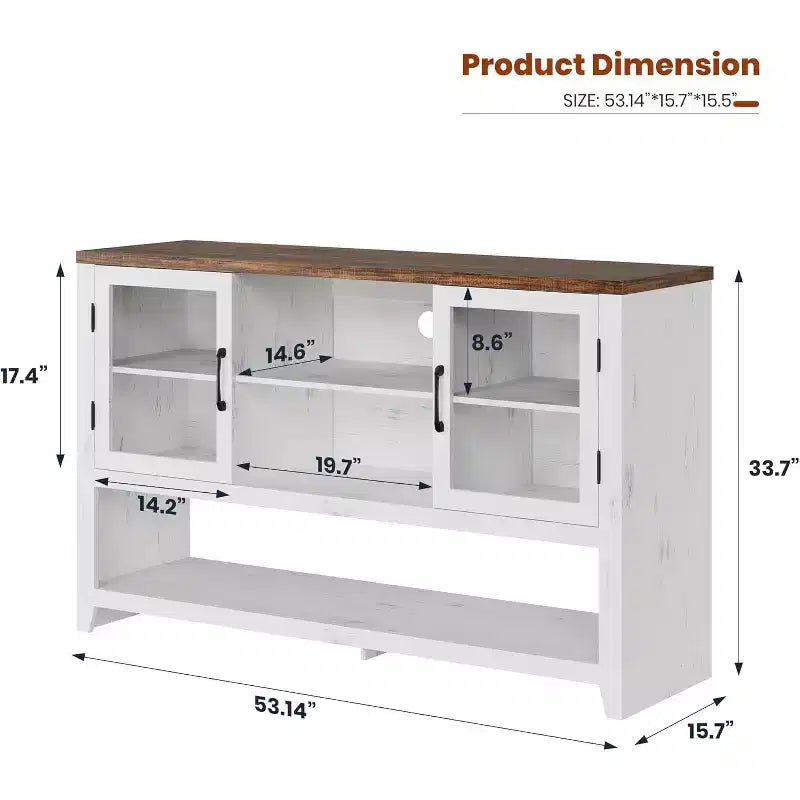 Sideboard Buffet Cabinet with 2 Glass Doors and 3 Shelves, Coffee Bar Storage Cabinet, Modern Design for Living Room, Entryway, and Dining Room