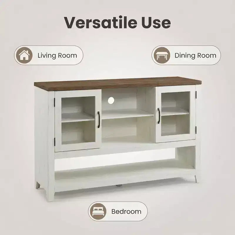 Sideboard Buffet Cabinet with 2 Glass Doors and 3 Shelves, Coffee Bar Storage Cabinet, Modern Design for Living Room, Entryway, and Dining Room